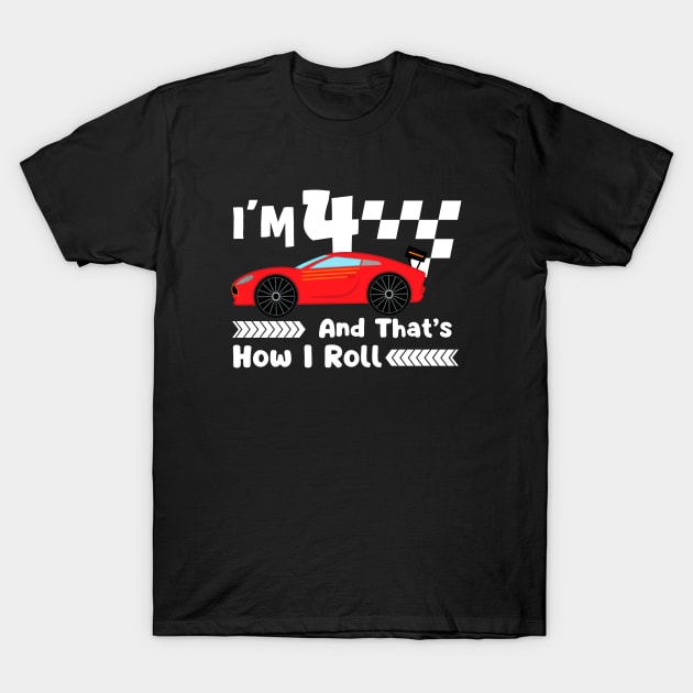 4th Birthday Kids Racing Car Racing Boys T-Shirt by Foxxy Merch